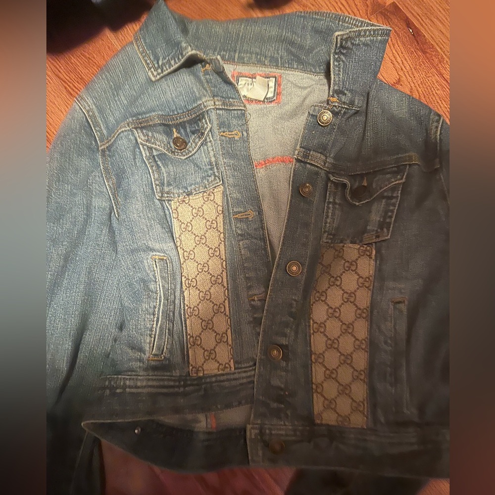 Jean jacket with canvas panels